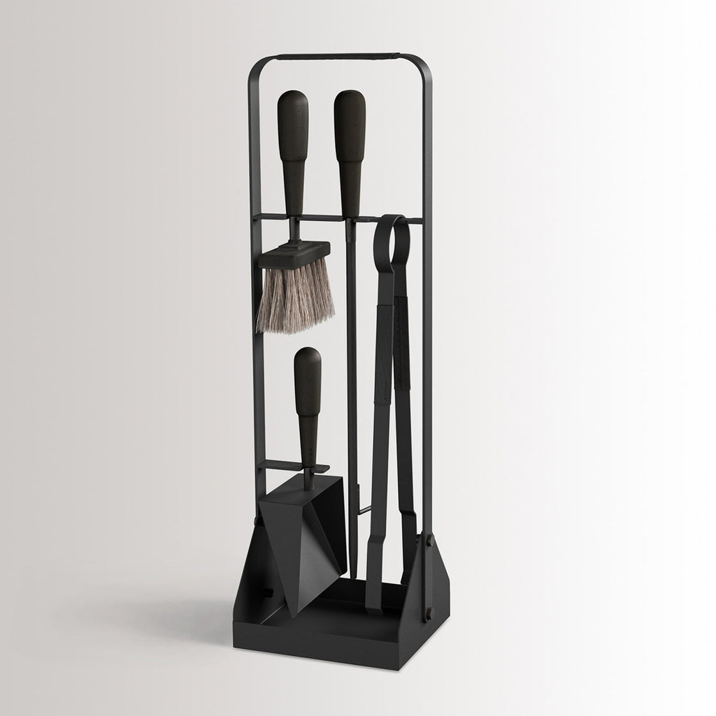 eldvarm | emma fire companion set with leather | noir