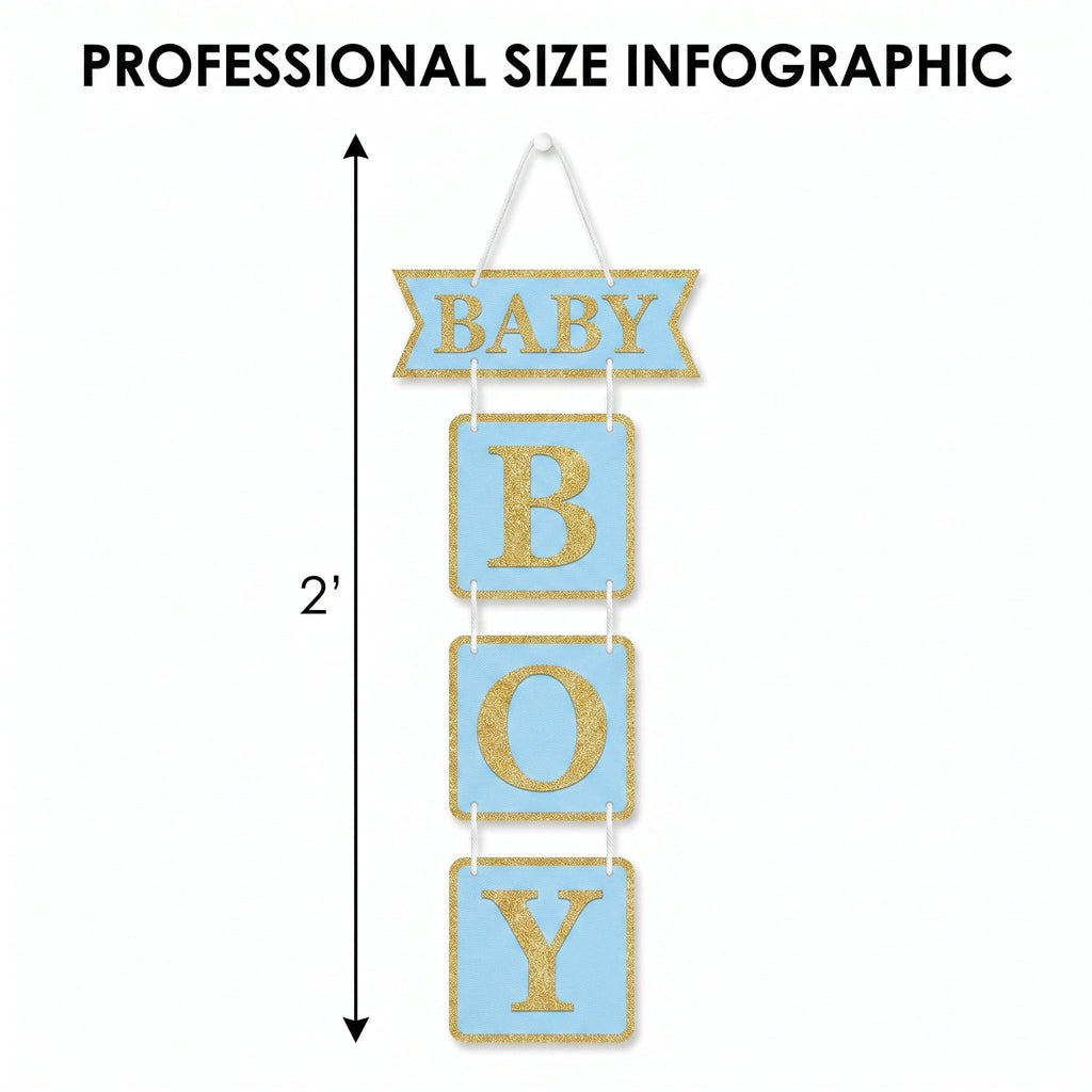 "Baby Boy" Glitter Hanging Sign Decoration for Baby Showers