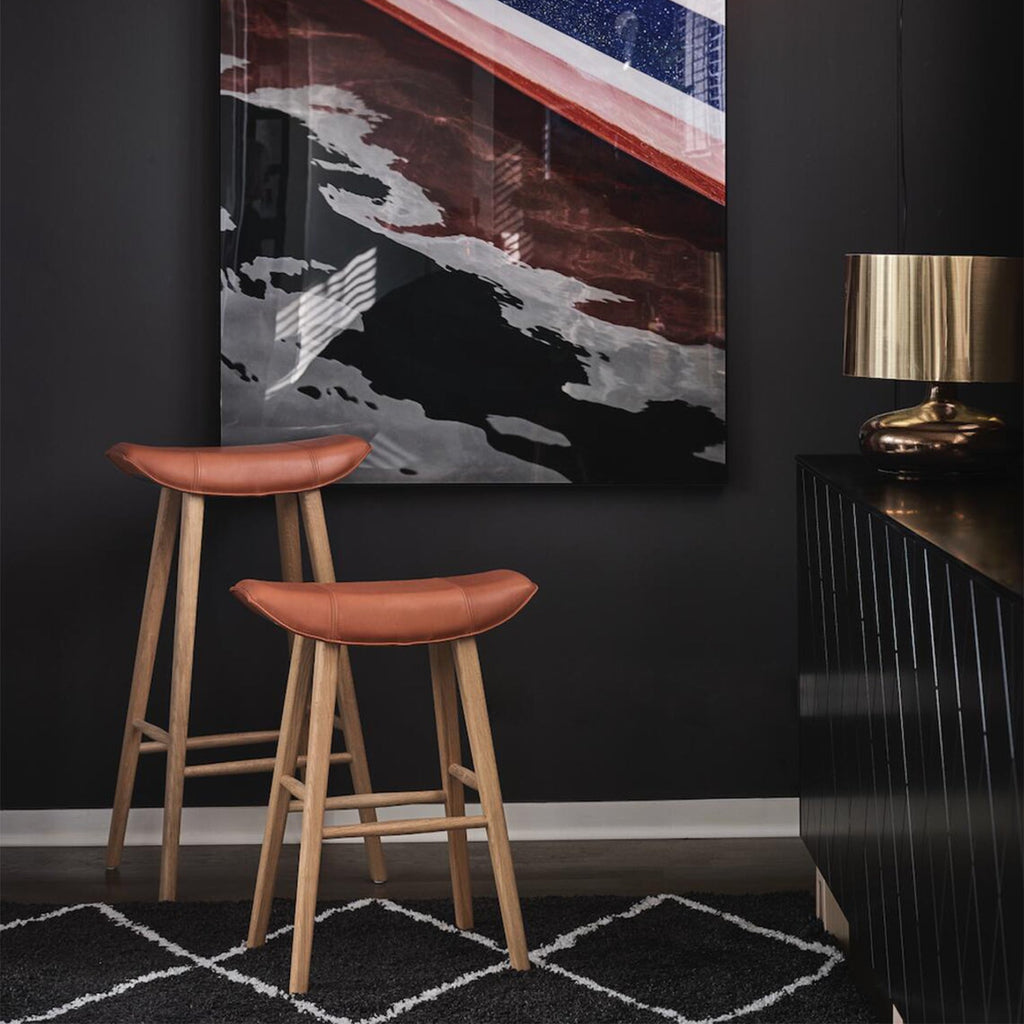 freifrau | kya kitchen stool 63cm | muscat cacao leather + steel bronze glaze wire frame - DC