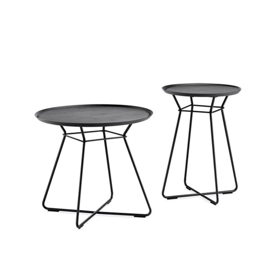 freifrau | leya coffee table with leather inlay | small | black