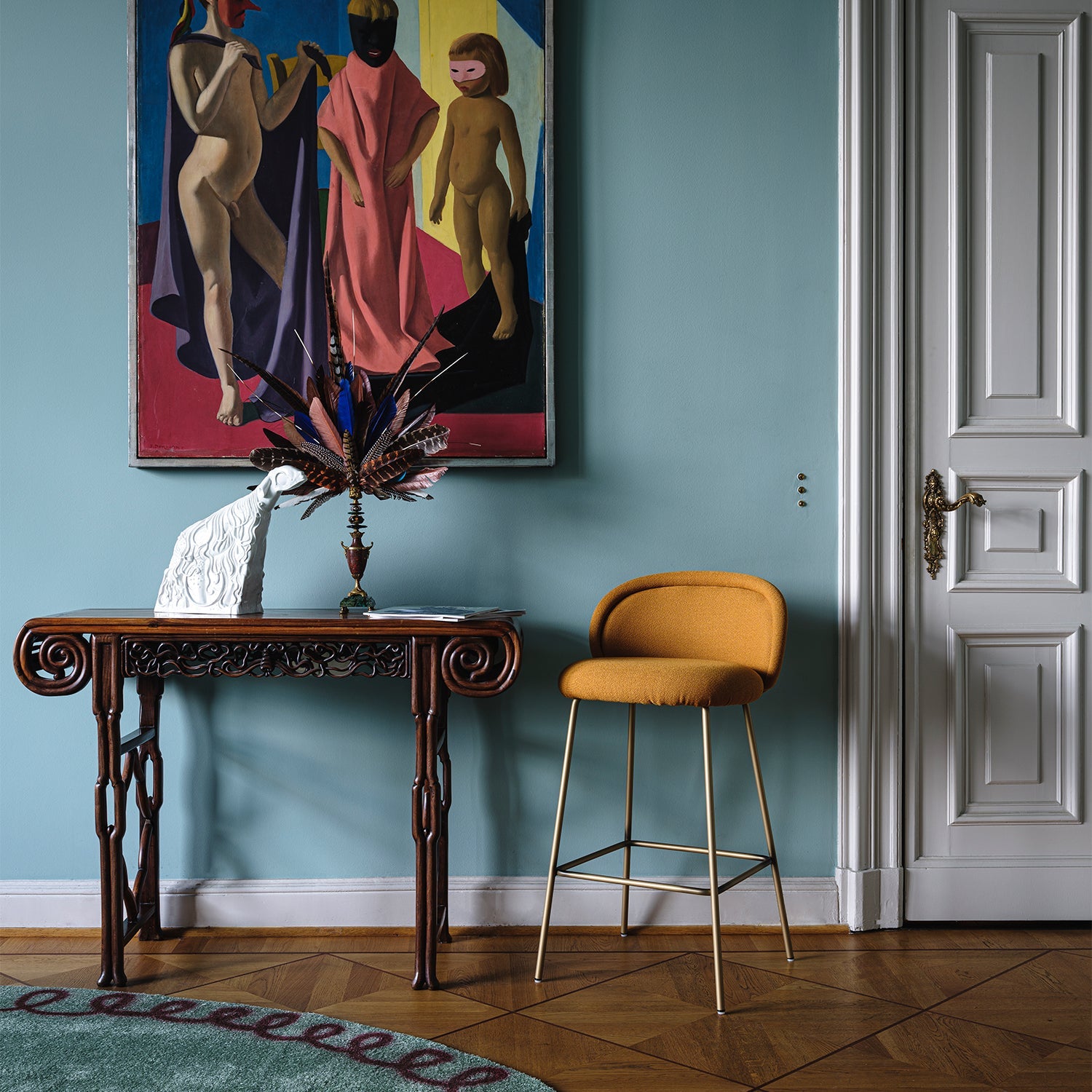 freifrau | ona kitchen stool 65cm | maple 732 + steel bronze glaze frame