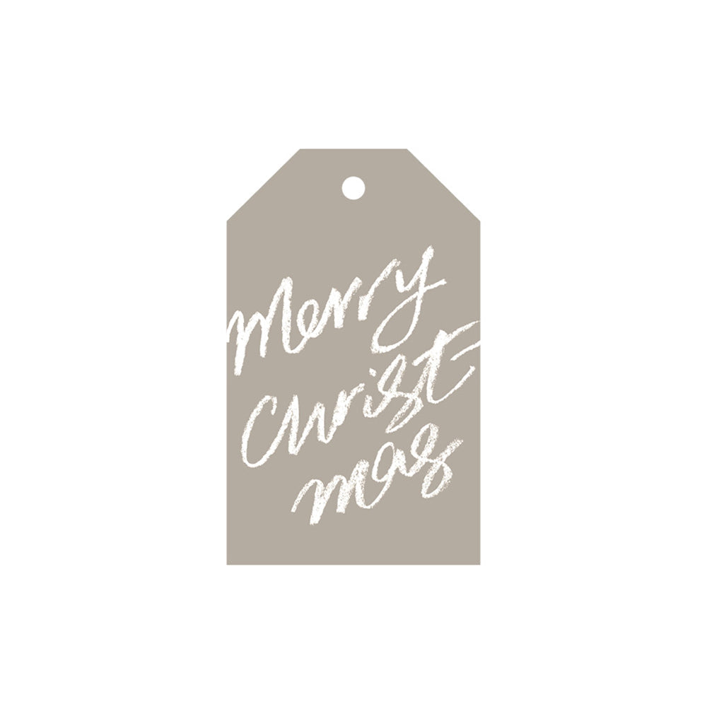 galina dixon | gift tag | merry christmas grey + white text - seasonal