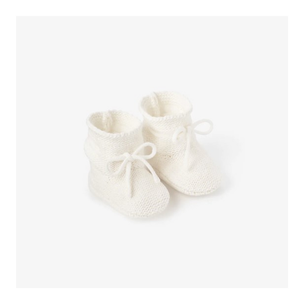 White Garter Knit Baby Booties