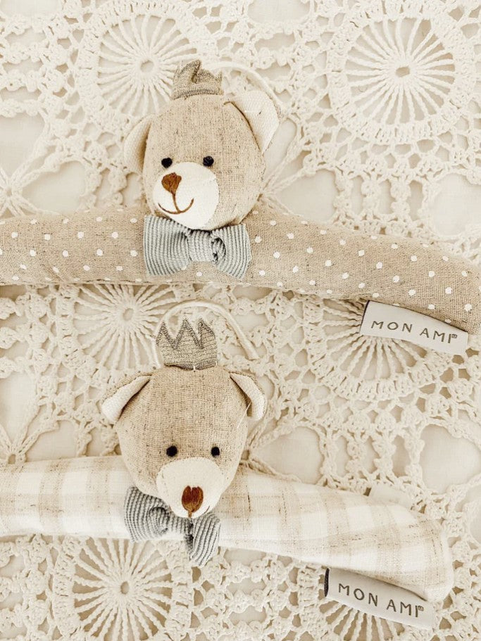 PRINCE BEAR PADDED BABY HANGERS SET OF 2