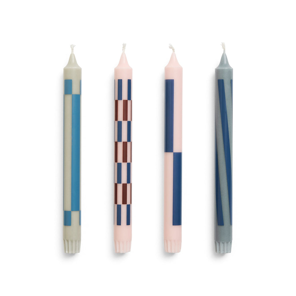 hay | pink and blue pattern candle | set of 4