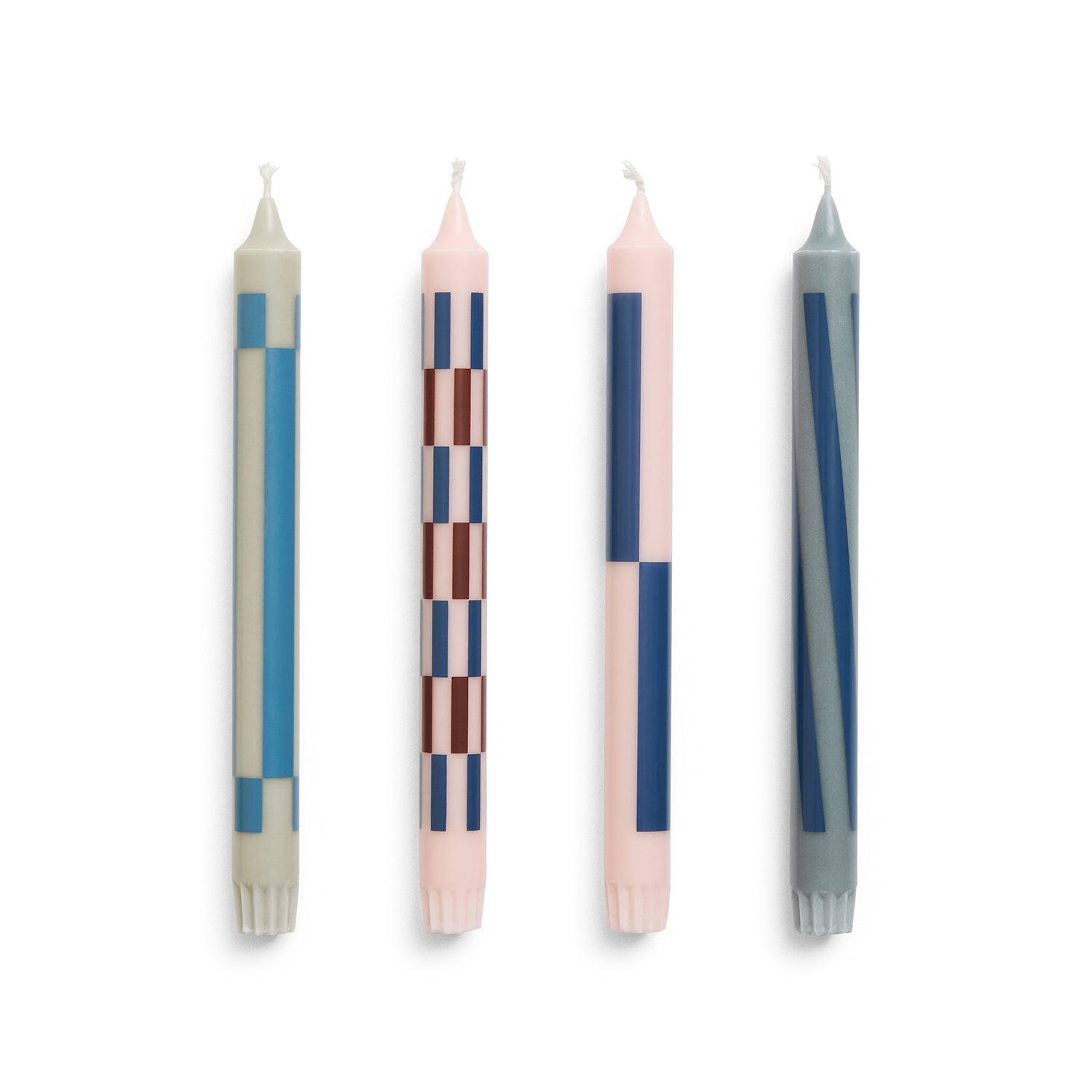 hay | pink and blue pattern candle | set of 4