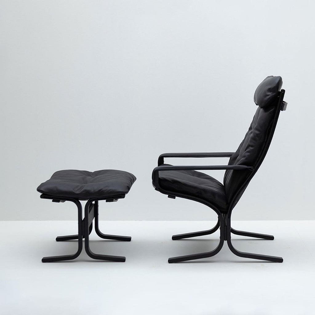 hjelle | siesta classic 304 footstool | black oak + hemsen HA19 leather