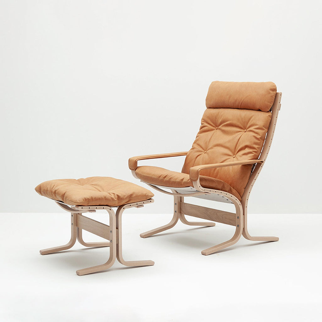 hjelle | siesta classic 304 footstool | oak + vintage cognac 413