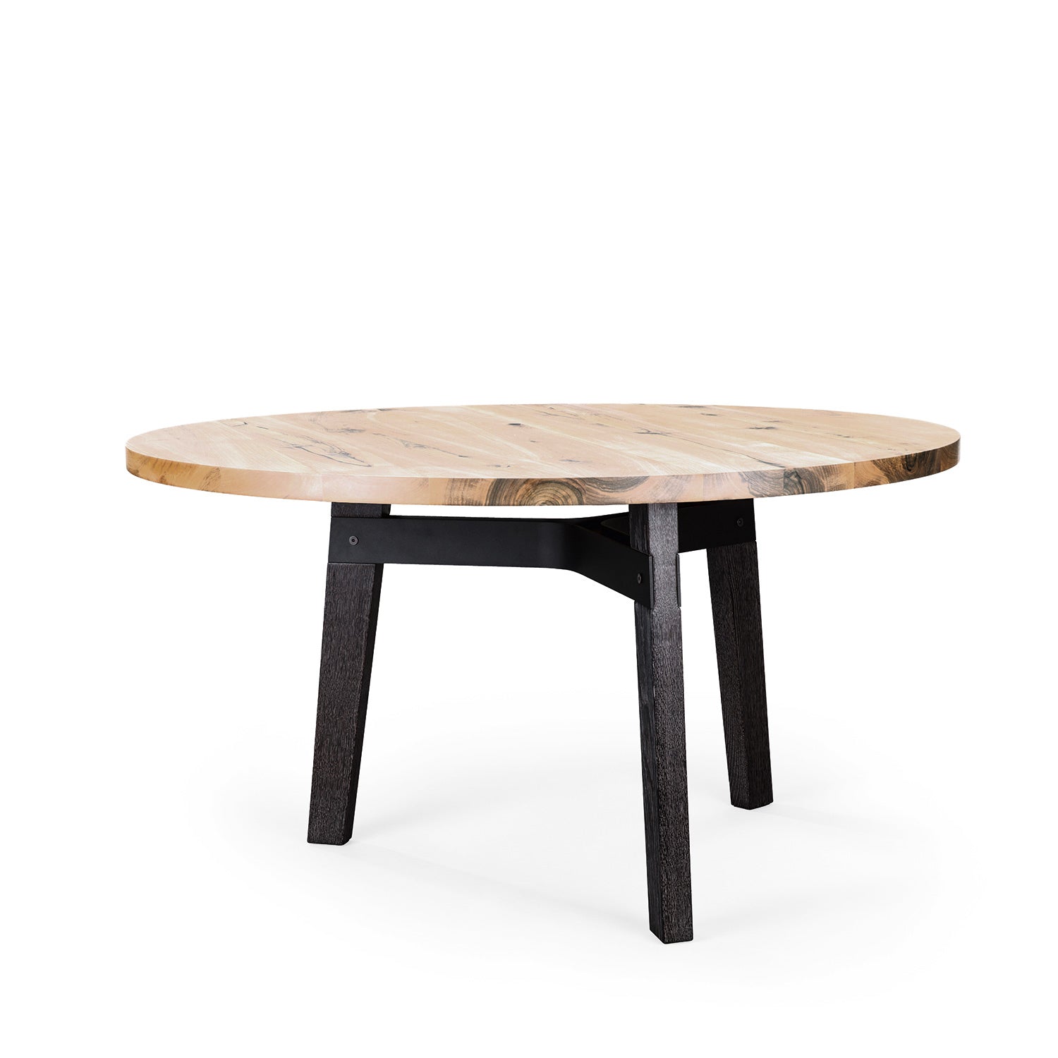 janua | bb 31 connect table round | white pigmented oak + black base 110x75cm