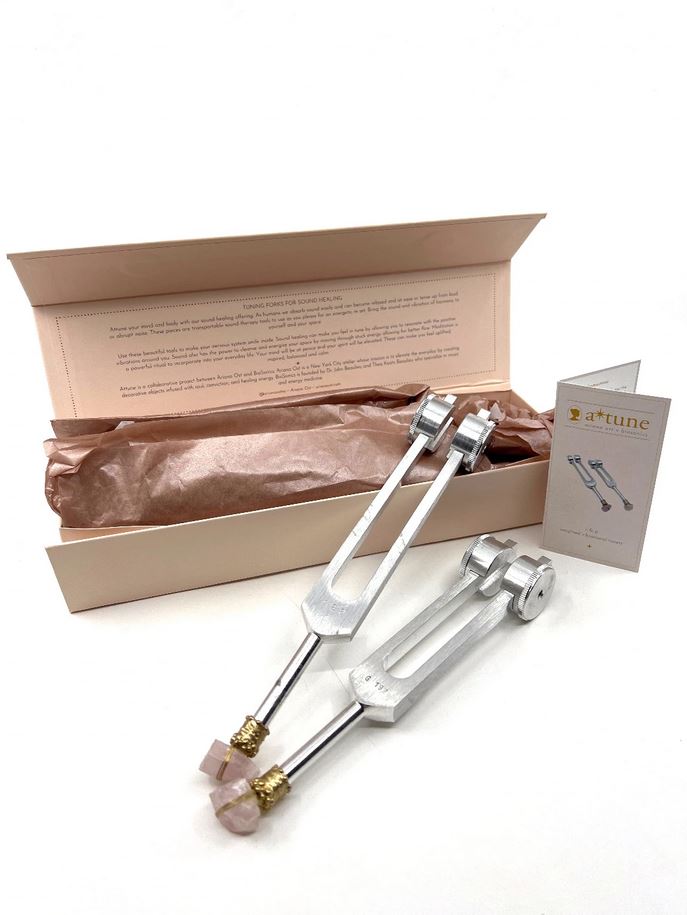Rose Quartz Vibrational C & G Tuning Fork Set Sound Healing